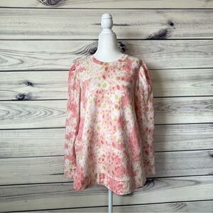 LOGO Lounge Oversized Pink & Green Patterned Crewneck Sweatshirt